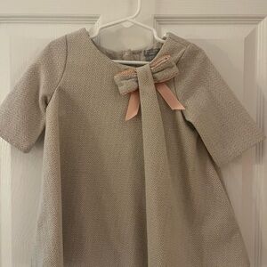 Tahari Baby 5T light tan herringbone dress